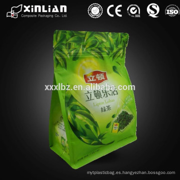 Bolsa de té verde forrada de hojas / bolsa de comida ziplock con refuerzo inferior